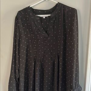 ALFRED SUNG Charcoal Blouse with Pink Accents